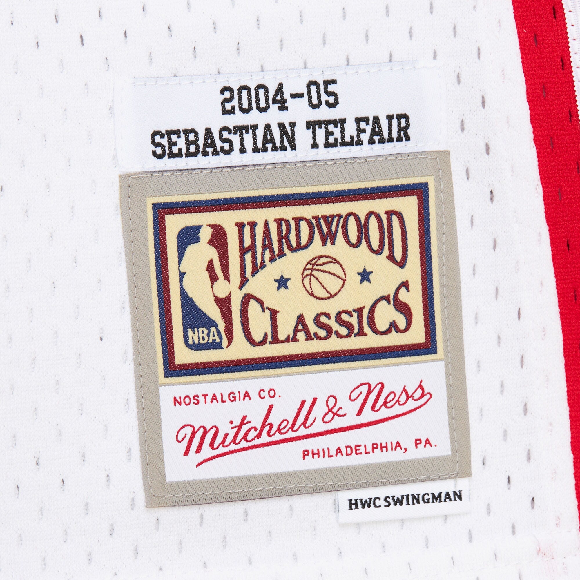 MENS MITCHELL & NESS NBA WHITE JERSEY TRAIL BLAZERS 2004 SEBASTIAN TELFAIR