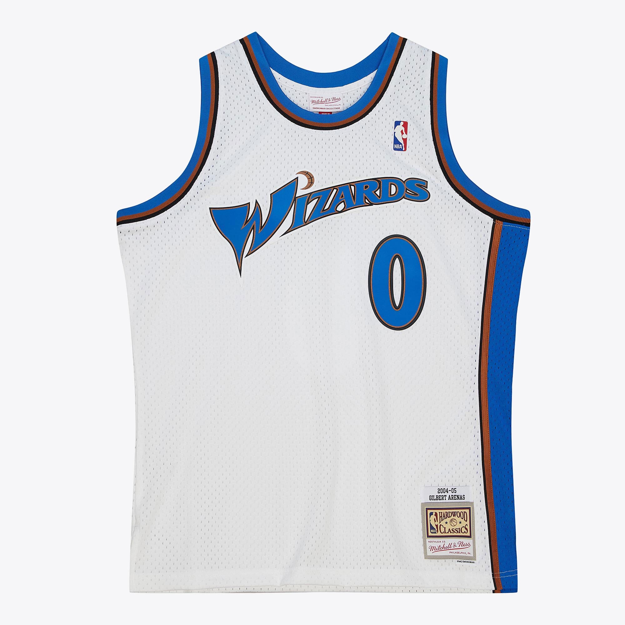 MENS MITCHELL & NESS NBA WHITE JERSEY WIZARDS 2004 GILBERT ARENAS