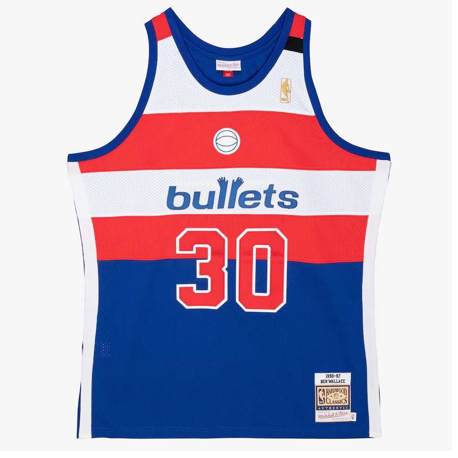 MENS MITCHELL & NESS AUTHENTIC JERSEY BULLETS 96-97 BEN WALLACE