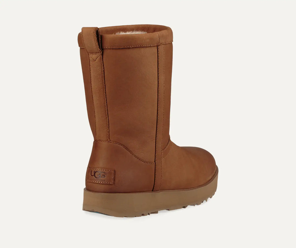 [1017509-CHE] WOMENS UGG CLASSIC SHORT II LEATHER BOOT 'CHESTNUT'