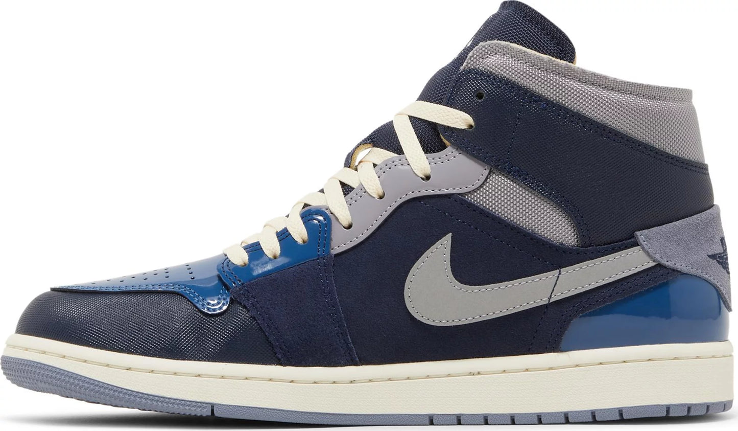 [DR8868-400] Mens Air Jordan Retro 1 Mid SE Craft 'Obsidian French Blue Ashen Slate White'