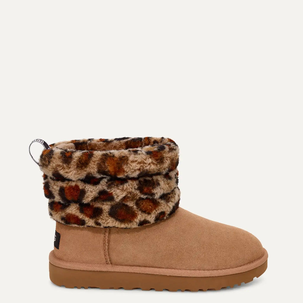 [1105358-AMP] WOMENS UGG FLUFF MINI QUILTED LEOPARD FLEECE LINED 'LEOPARD PRINT' - LEOPARD PRINT