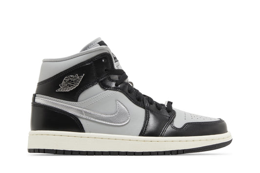 [FB9892-002] Womens Air Jordan Retro 1 Mid SE 'Black Grey Silver' (W)