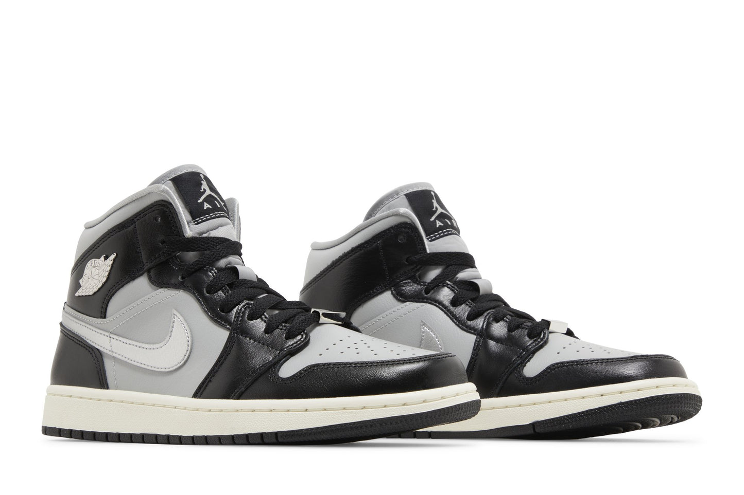 [FB9892-002] Womens Air Jordan Retro 1 Mid SE 'Black Grey Silver' (W)