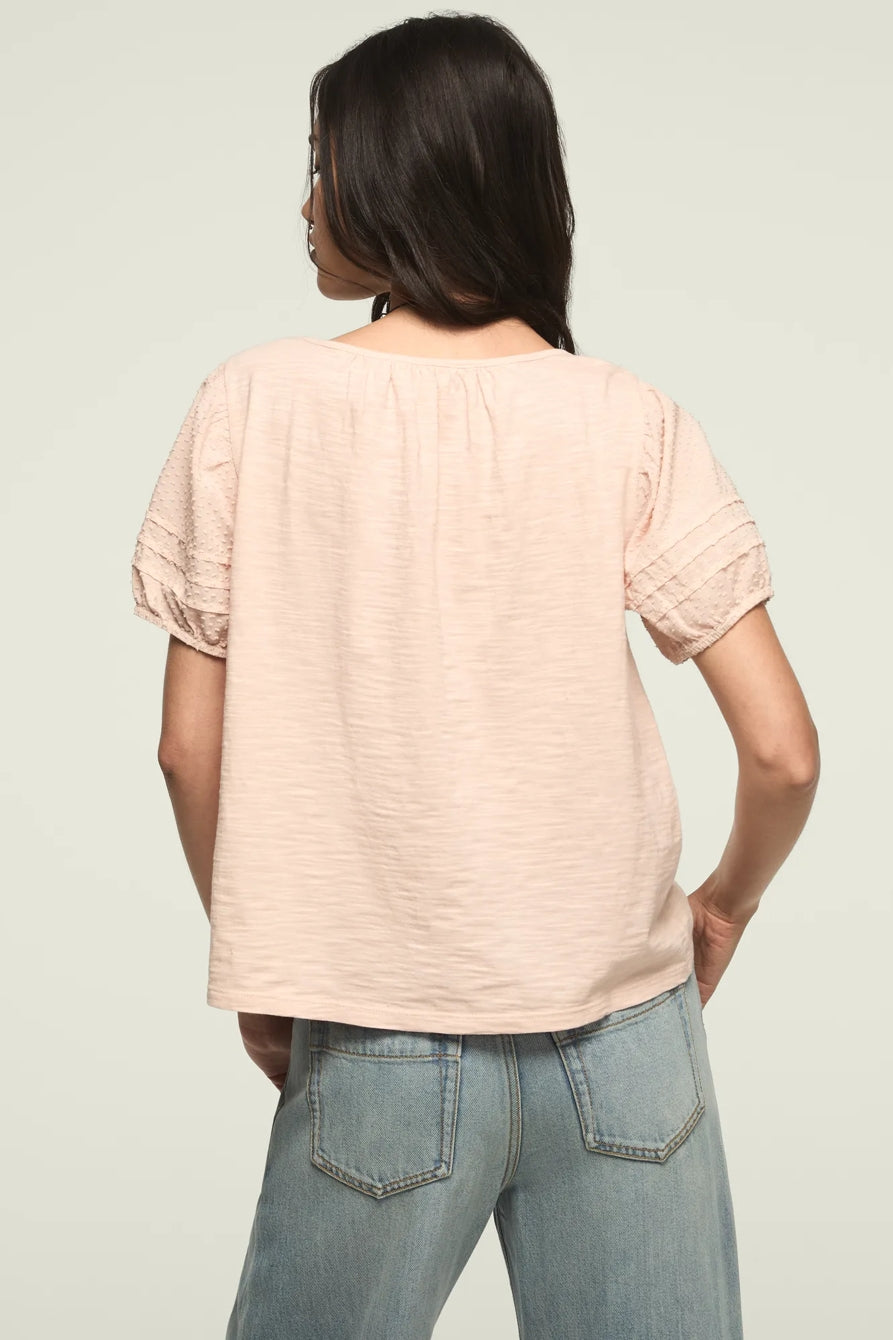 [147172-680] WOMENS LUCKY BRAND SHORT SLEEVE SQUARE NECK TOP - SEPIA ROSE