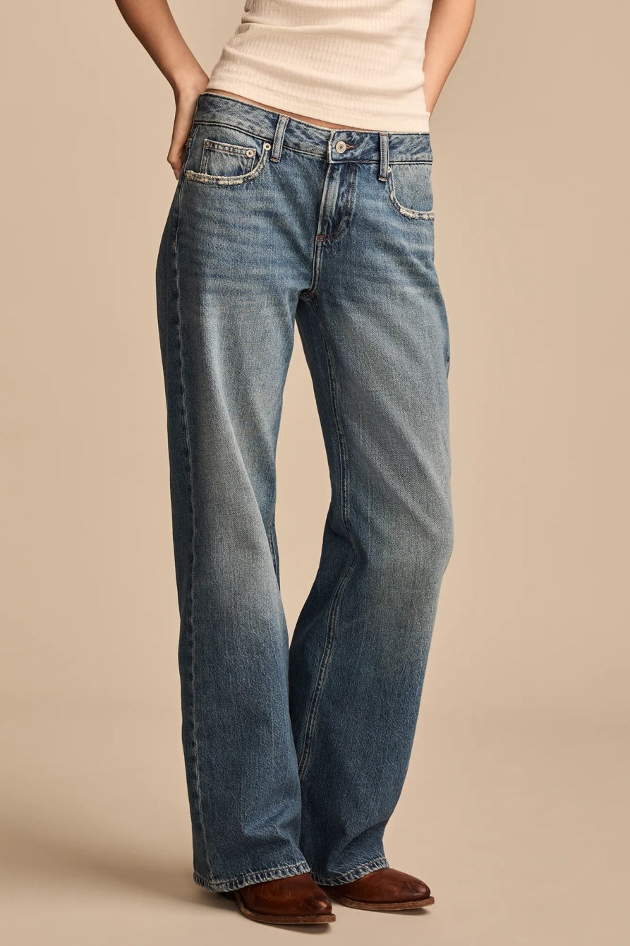 [151245-420] WOMENS LUCKY BRAND BAGGY WIDE LEG - TIMELESS COBALT WASH