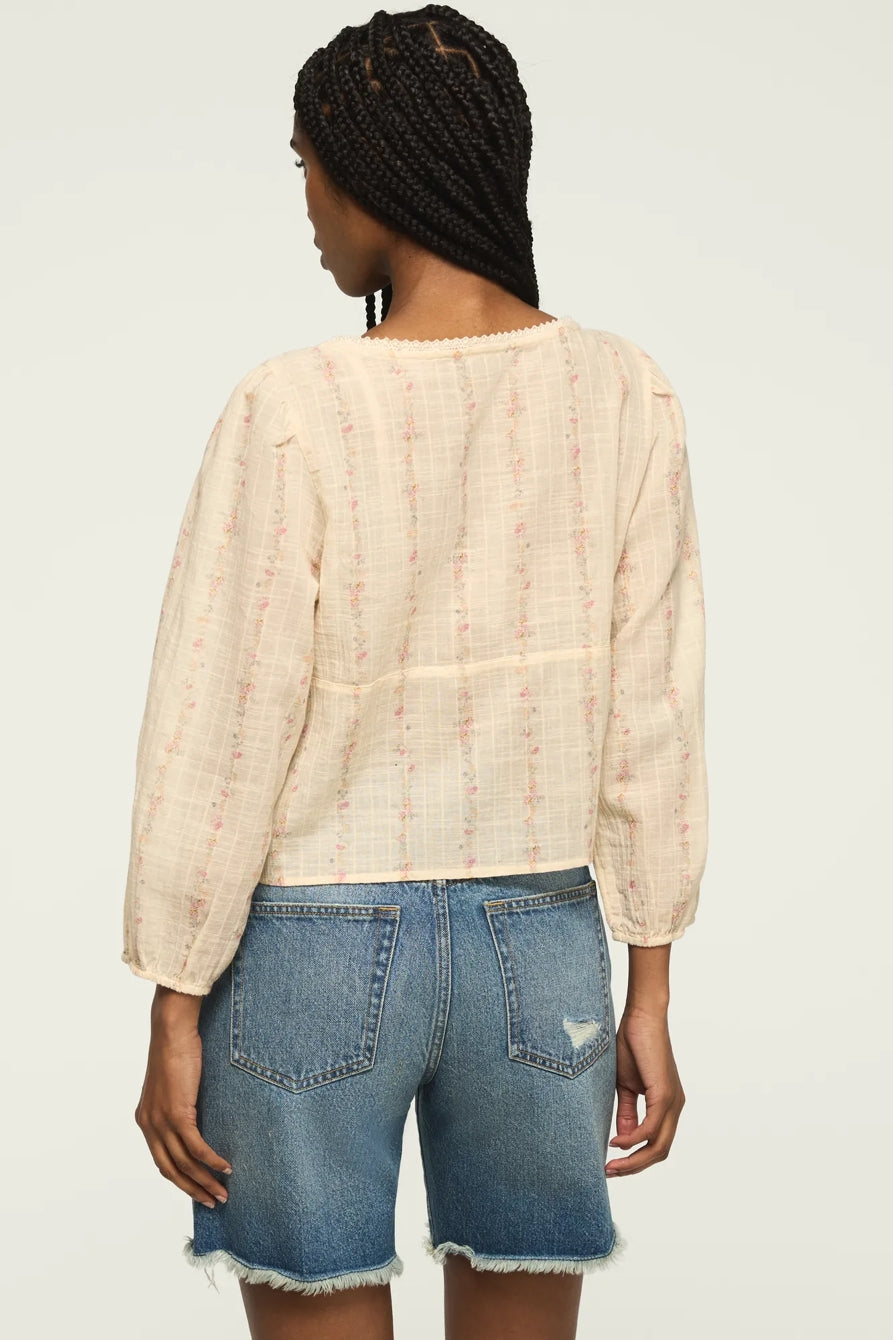 [162270-100] WOMENS LUCKY BRAND FESTIVAL CUTWORK FLYAWAY BLOUSE
