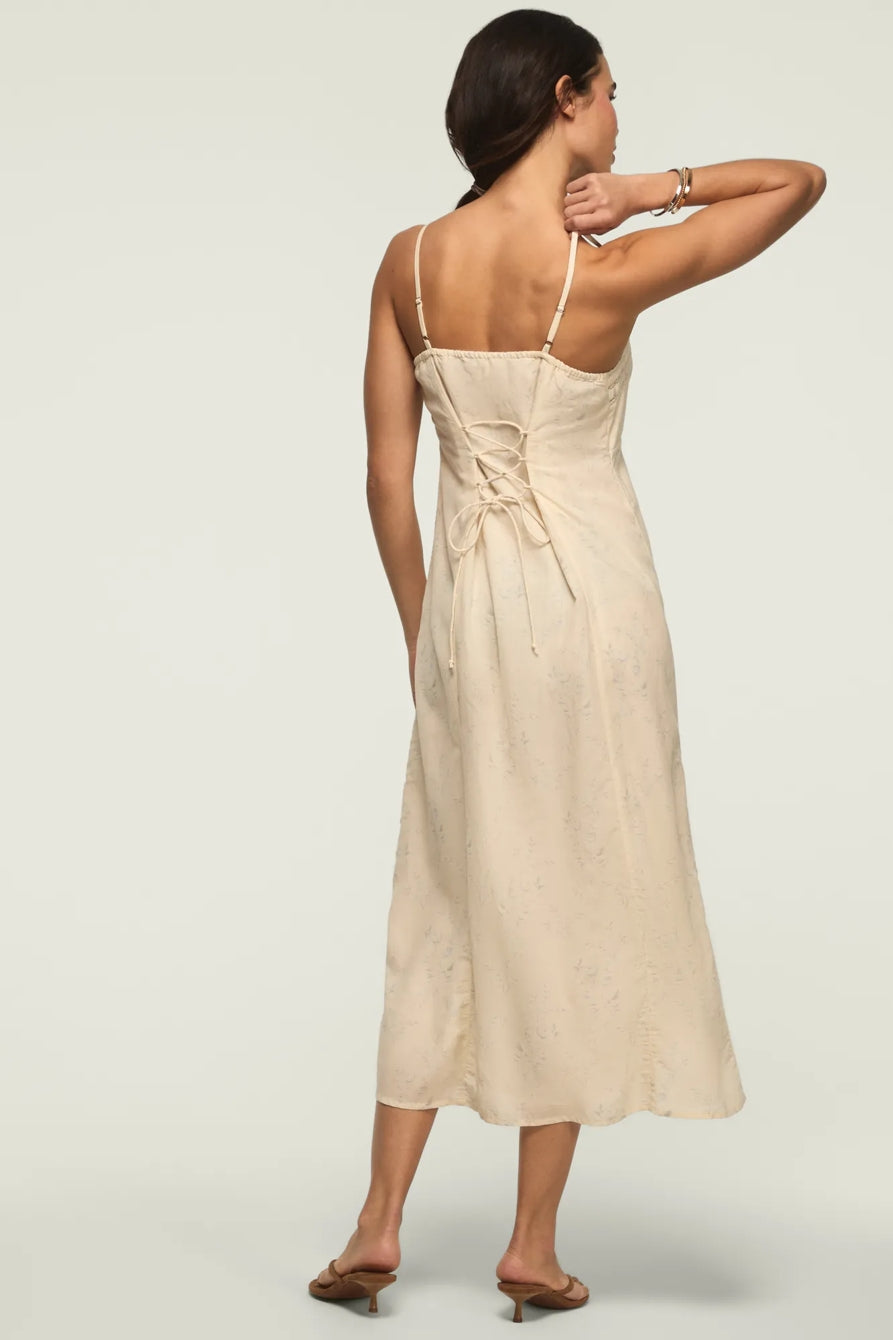 [162484-100] WOMENS LUCKY BRAND FESTIVAL LACE TRIMMED SLIP DRESS - CREAM MULTI