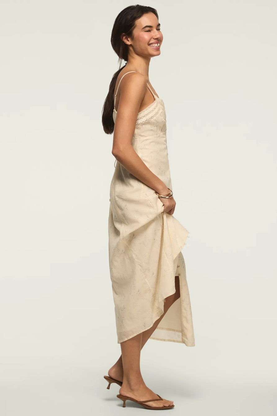 [162484-100] WOMENS LUCKY BRAND FESTIVAL LACE TRIMMED SLIP DRESS - CREAM MULTI