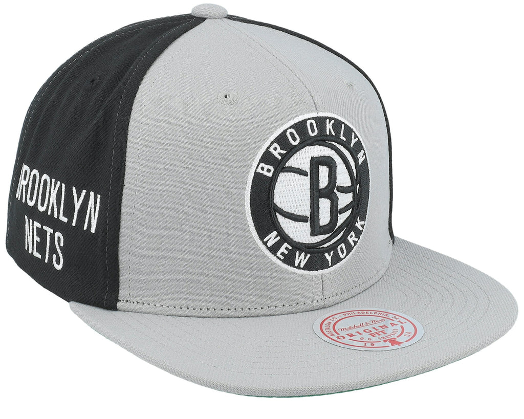 MENS MITCHELL & NESS NBA BLOCK OUT SNAPBACK NETS - BLACK