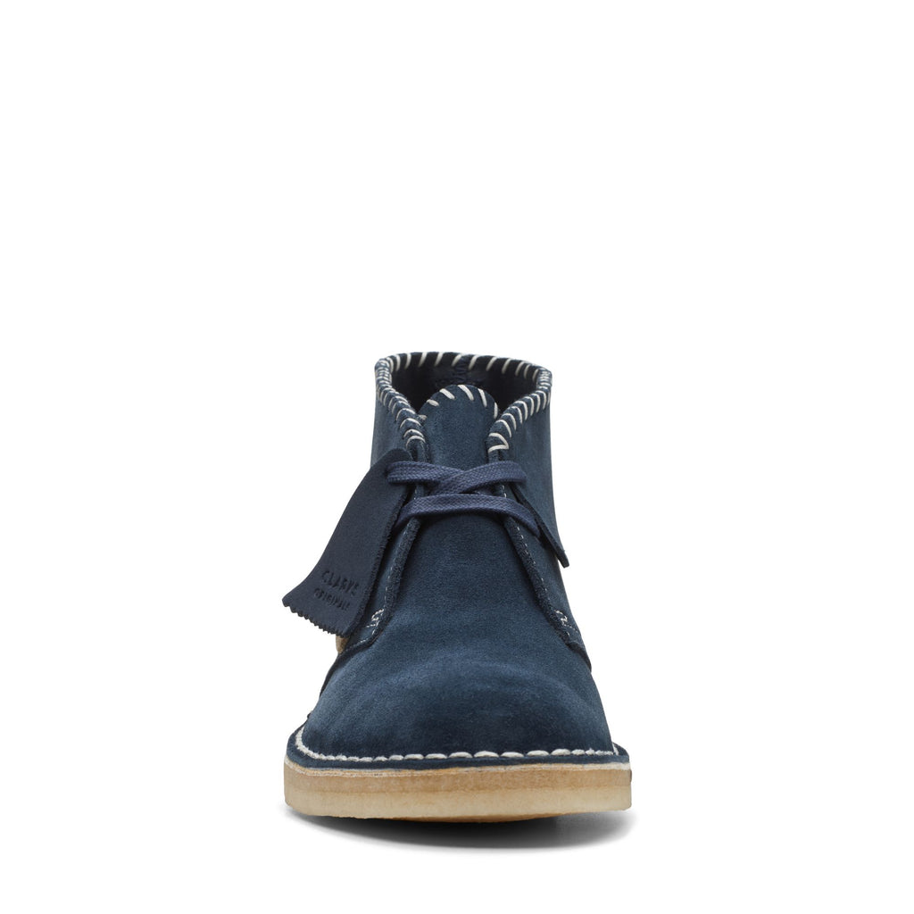 [26168787] WOMENS CLARKS DESERT BOOT NAVY SASHIKO