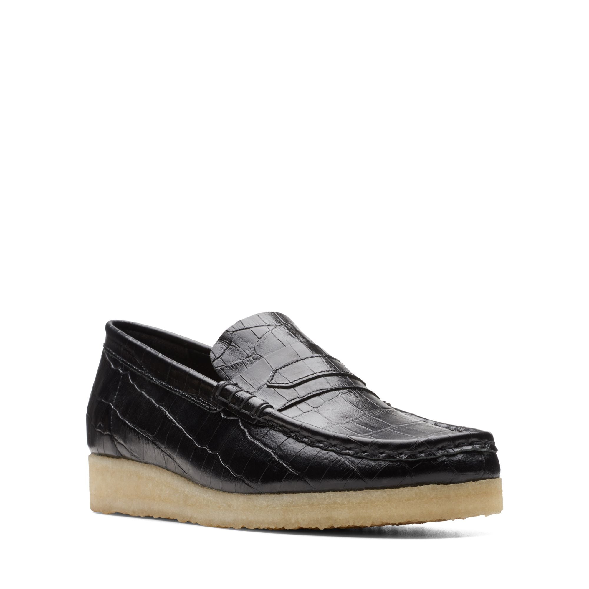 [26174016] WOMENS CLARKS WALLABEELOAFER BLACK CROC
