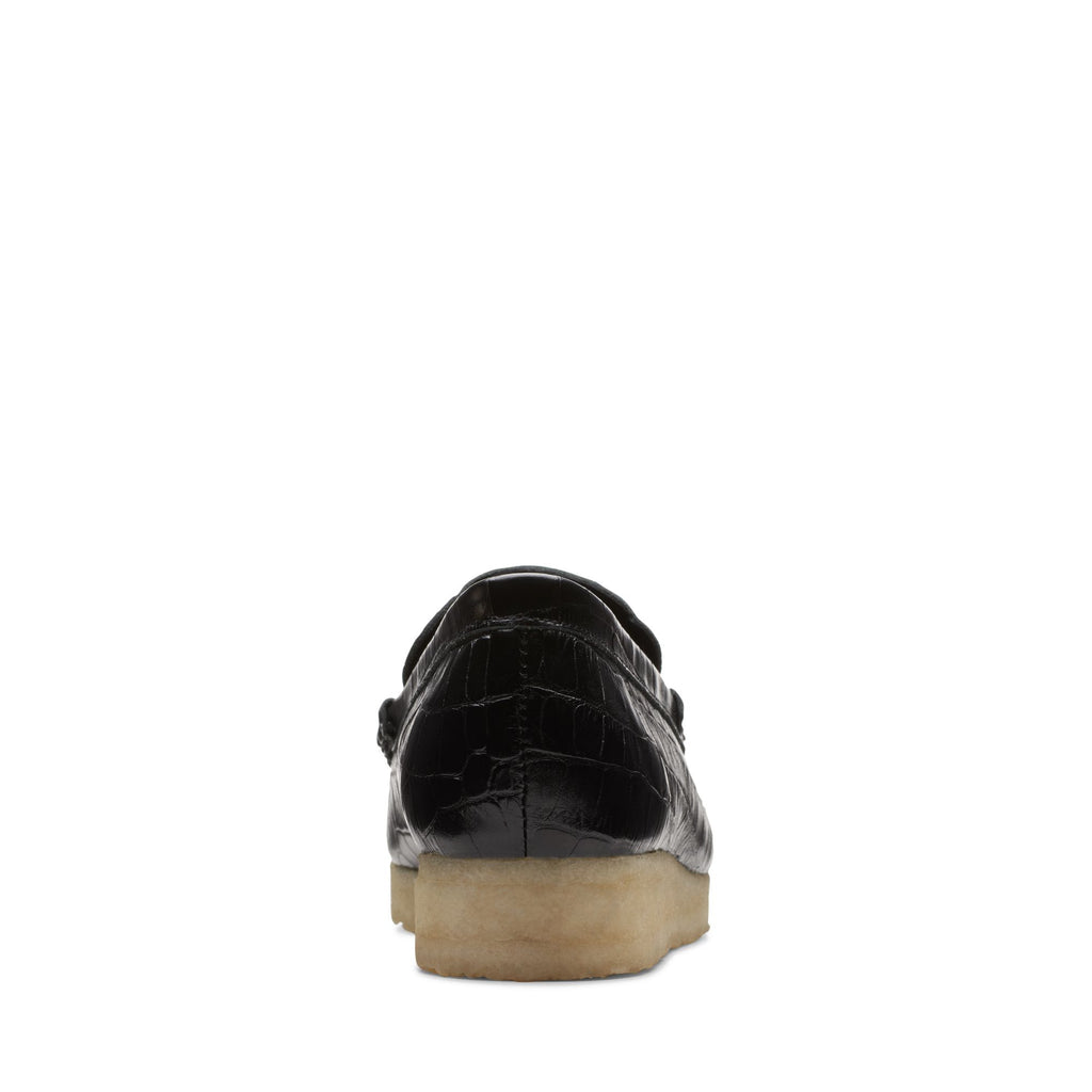 [26174016] WOMENS CLARKS WALLABEELOAFER BLACK CROC