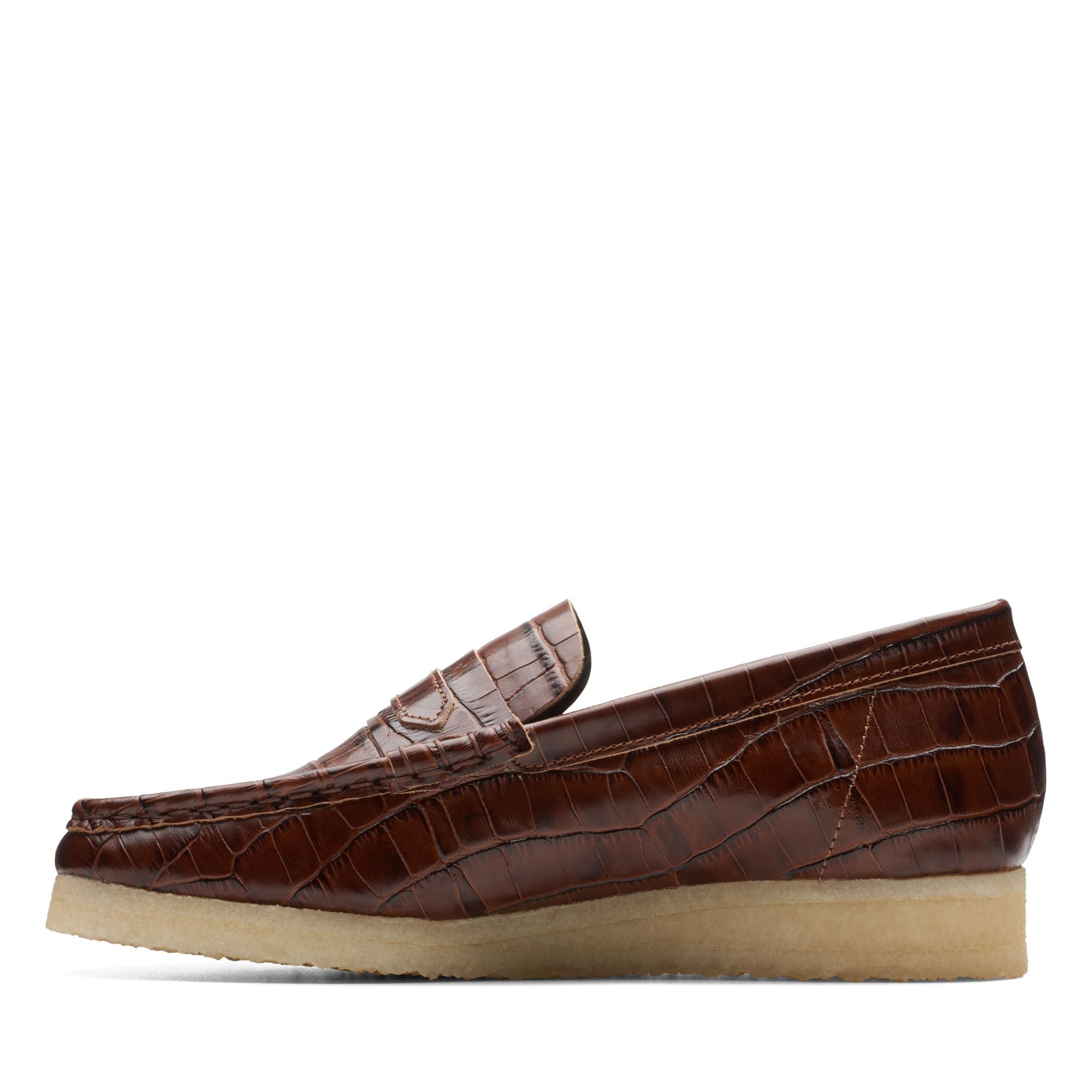 [26174017] WOMENS CLARKS WALLABEELOAFER BROWN CROC