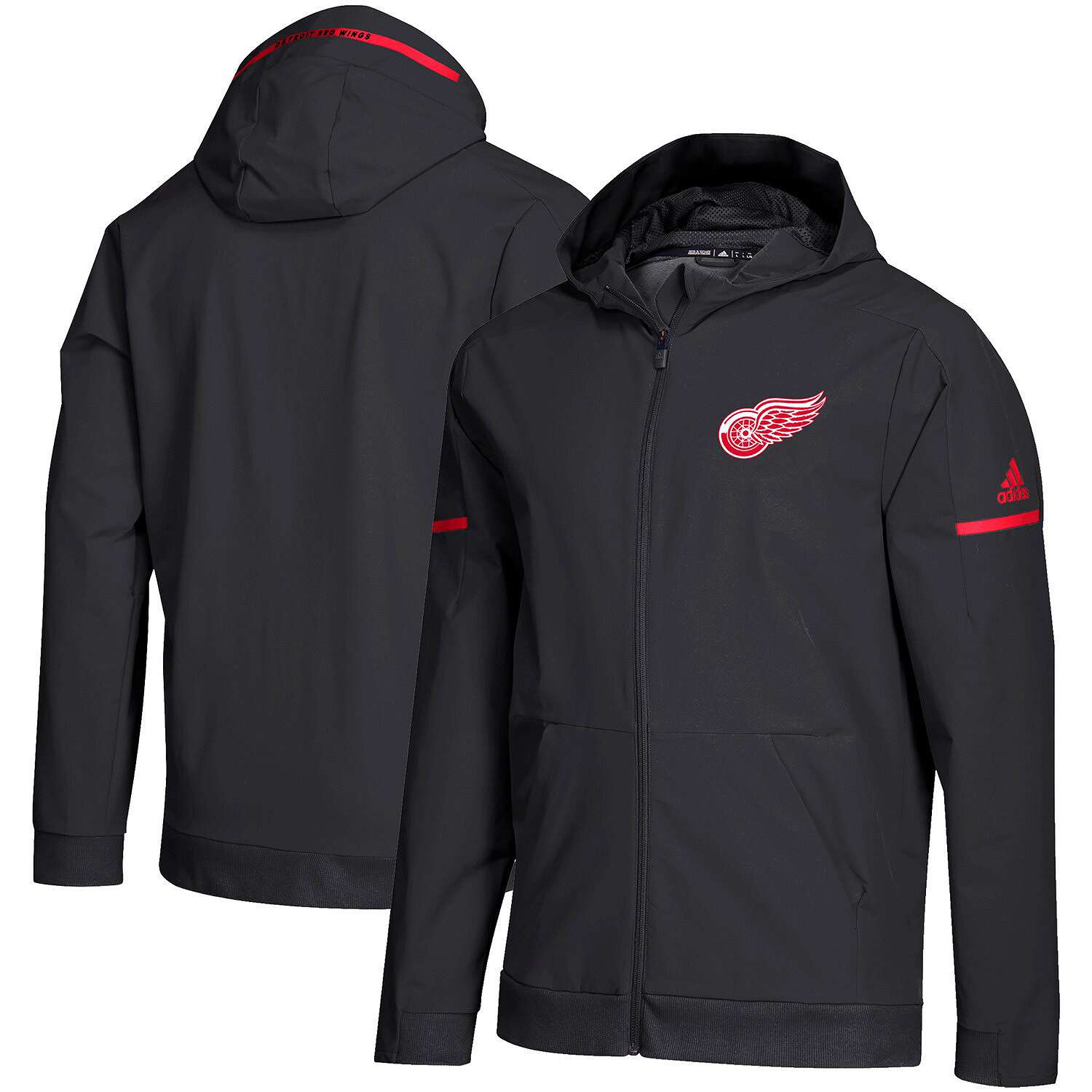 [ D77159 ] Mens Adidas NHL Detroit Red Wings Woven Full Zip Hoodie