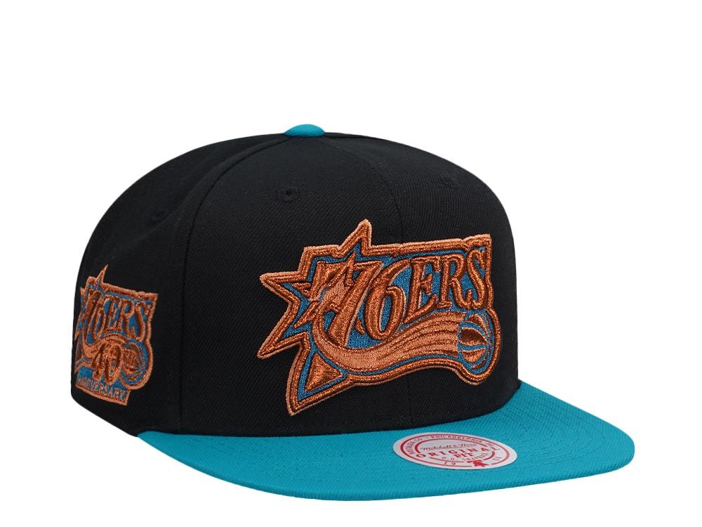 MENS MITCHELL & NESS NBA MAKE CENTS SNAPBACK HWC 76ERS - BLACK-TEAL