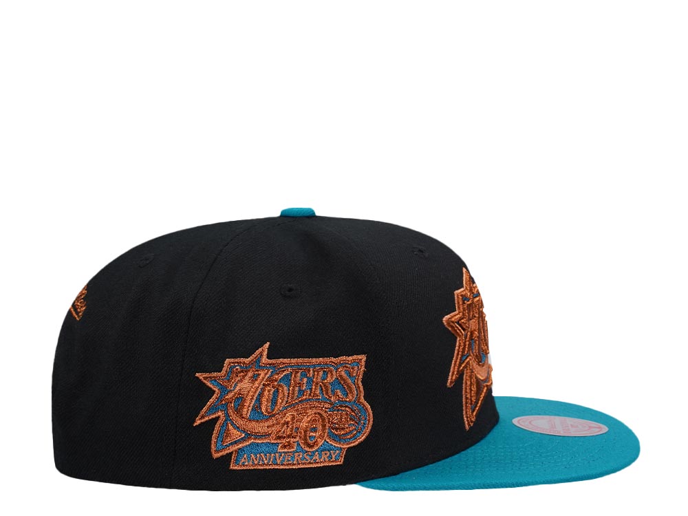 MENS MITCHELL & NESS NBA MAKE CENTS SNAPBACK HWC 76ERS - BLACK-TEAL