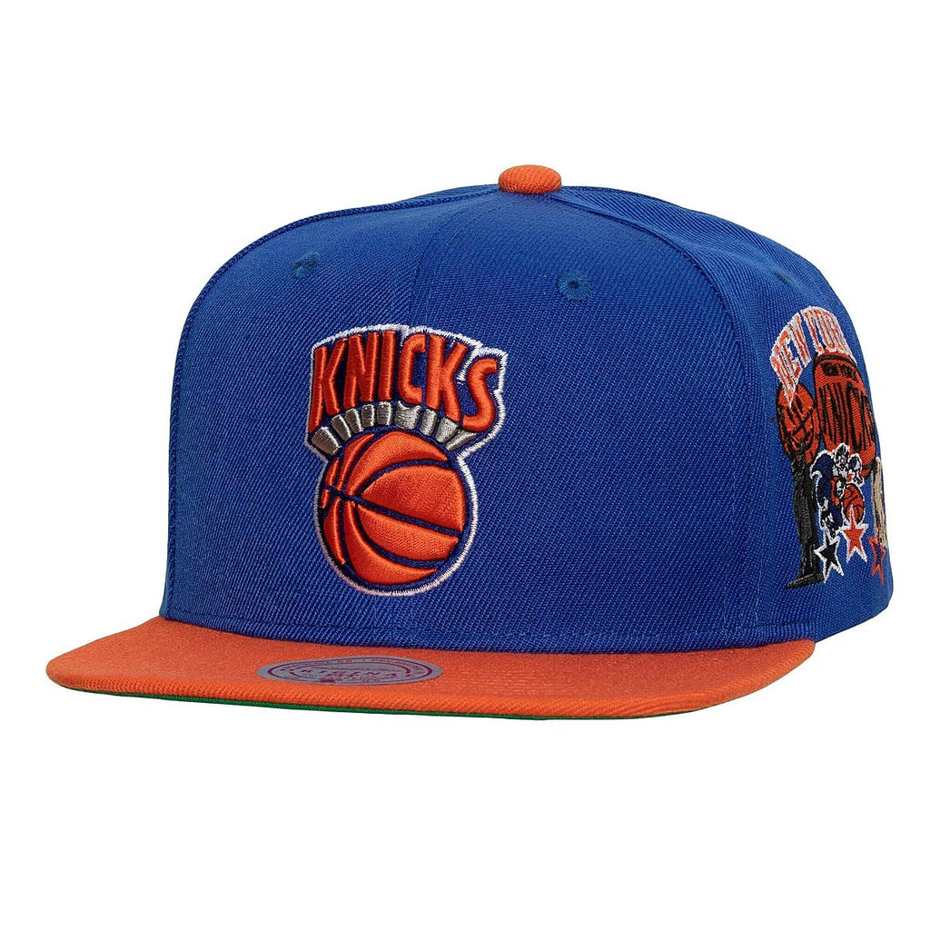 MENS MITCHELL & NESS NBA PATCH OVERLOAD SNAPBACK HWC KNICKS - BLUE-ORANGE