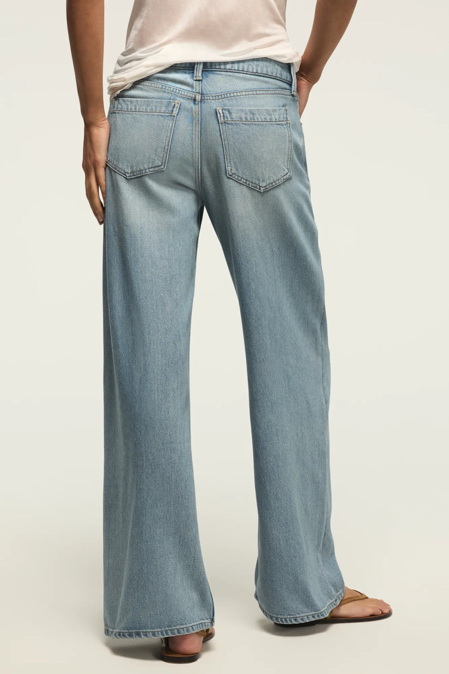 [7W15814-430] WOMENS LUCKY BRAND PLEATED LIQUID DENIM LUXE PALAZZO - RIVER