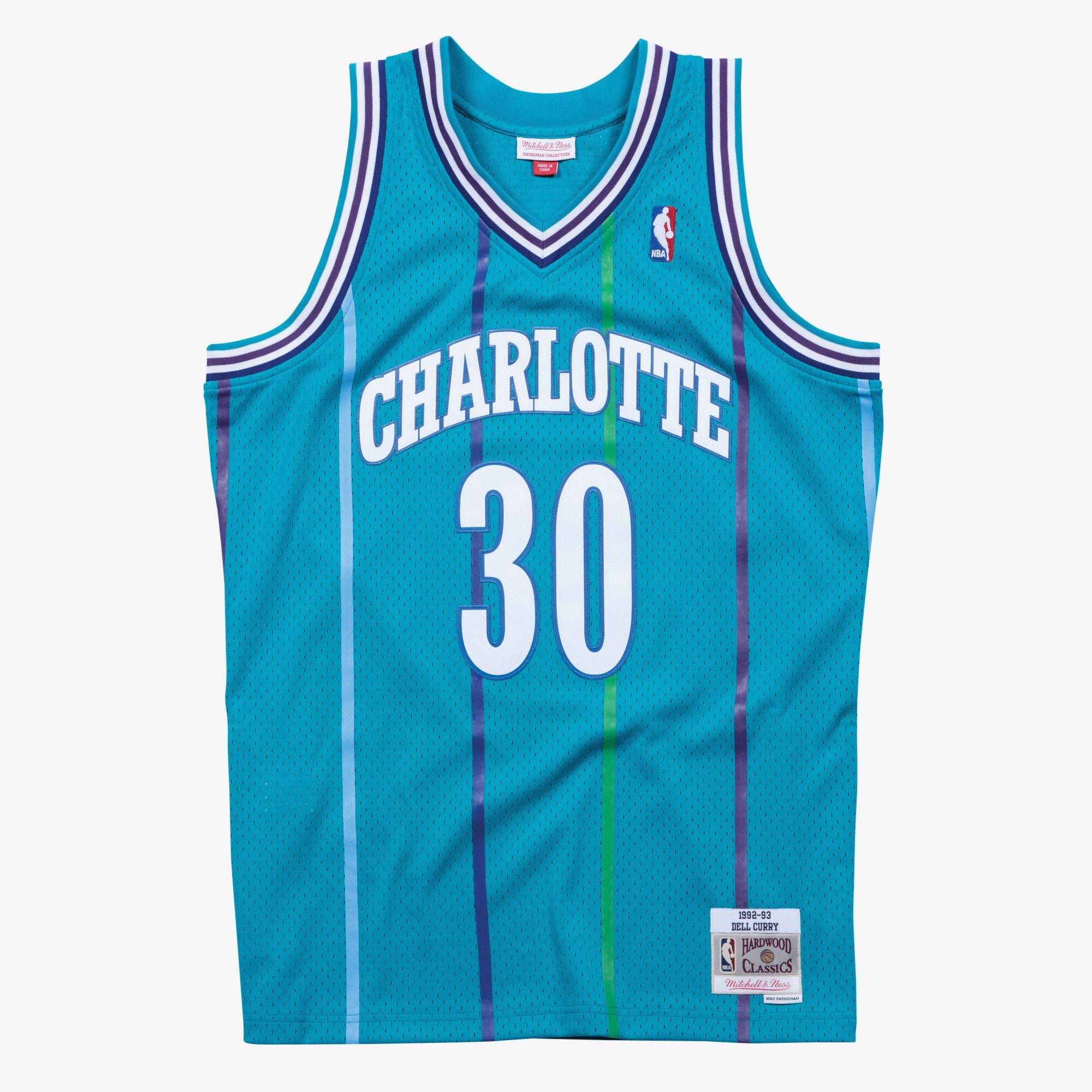 MENS MITCHELL & NESS NBA SWINGMAN ROAD JERSEY HORNETS 1992 DELL CURRY