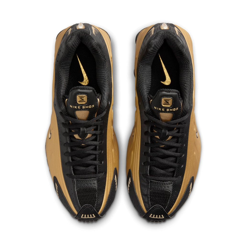 [AR3565-005] WOMENS NIKE SHOX R4 'BLACK METALLIC GOLD'