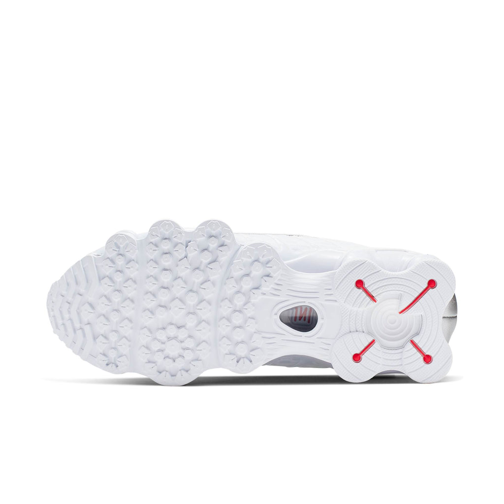 [AR3566-100] Womens Nike Shox TL 'White Metallic Silver Max Orange'