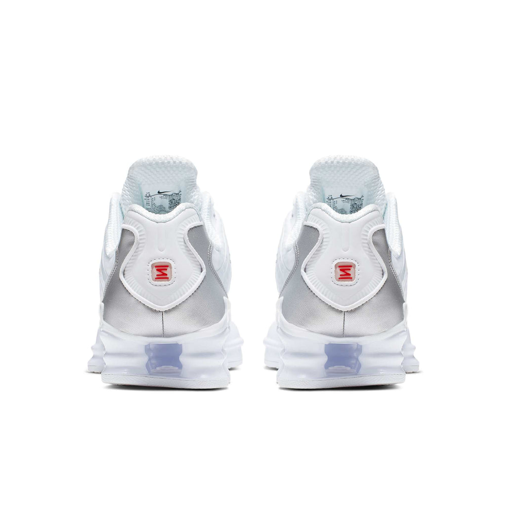[AR3566-100] Womens Nike Shox TL 'White Metallic Silver Max Orange'