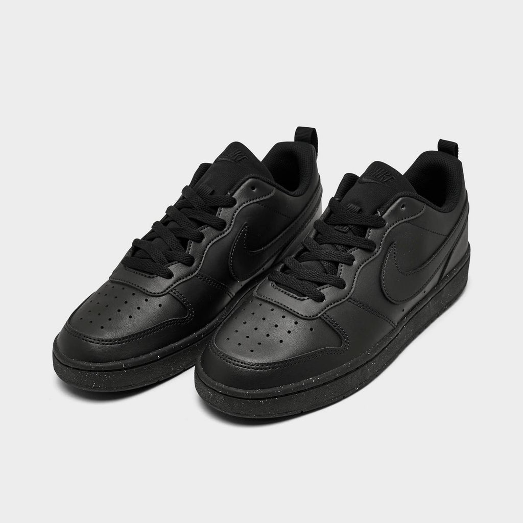 [DV5456-002] GRADE SCHOOL NIKE COURT BOROUGH LOW RECRAFT 'TRIPLE BLACK'