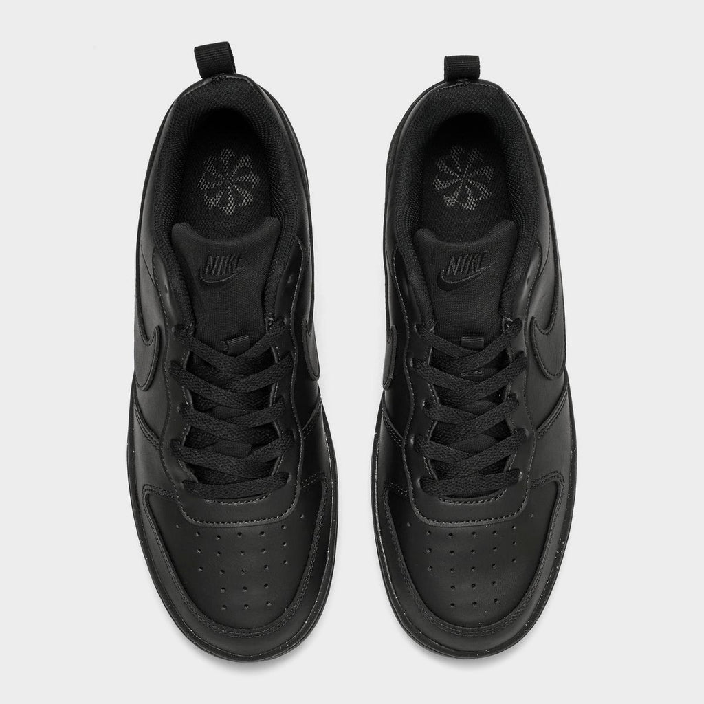 [DV5456-002] GRADE SCHOOL NIKE COURT BOROUGH LOW RECRAFT 'TRIPLE BLACK'