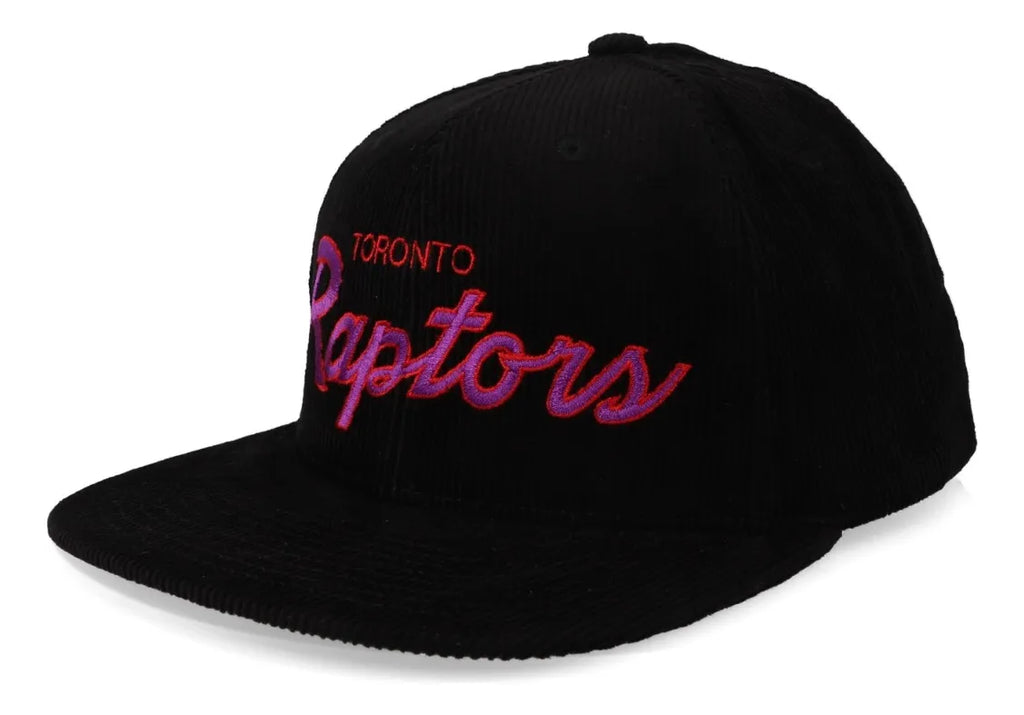 MENS MITCHELL & NESS NBA CORD SCRIPT SNAPBACK HWC RAPTORS