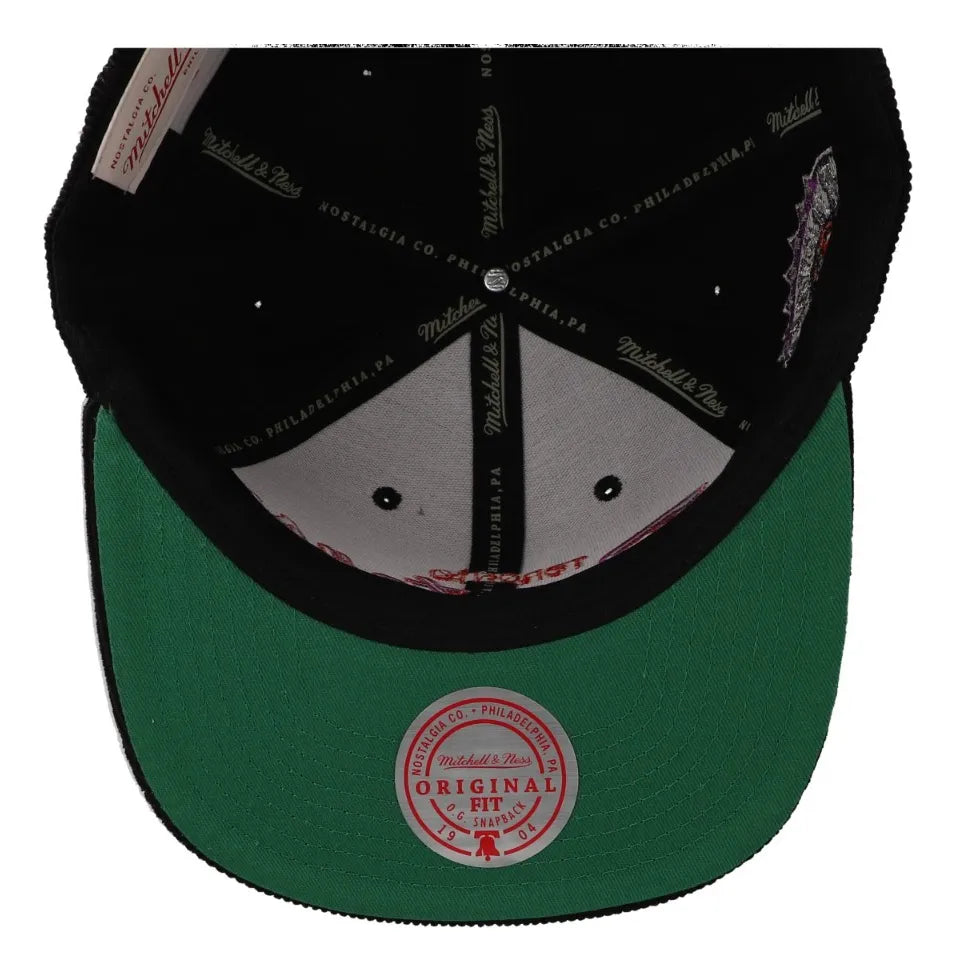 MENS MITCHELL & NESS NBA CORD SCRIPT SNAPBACK HWC RAPTORS