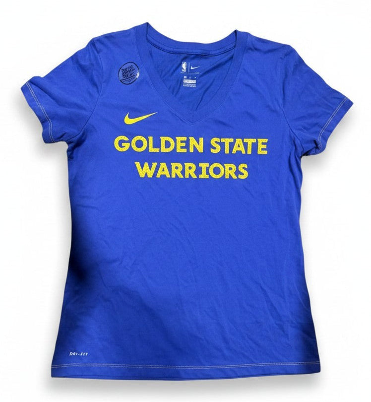 [AT1831-495] WOMENS NIKE NBA GS WARRIORS WORDMARK V-NECK TEE