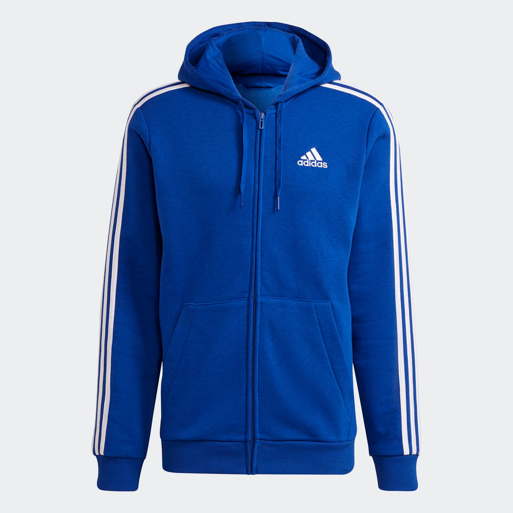 [H12181] Mens Adidas Essentials Fleece 3-Stripes Full-Zip Hoodie