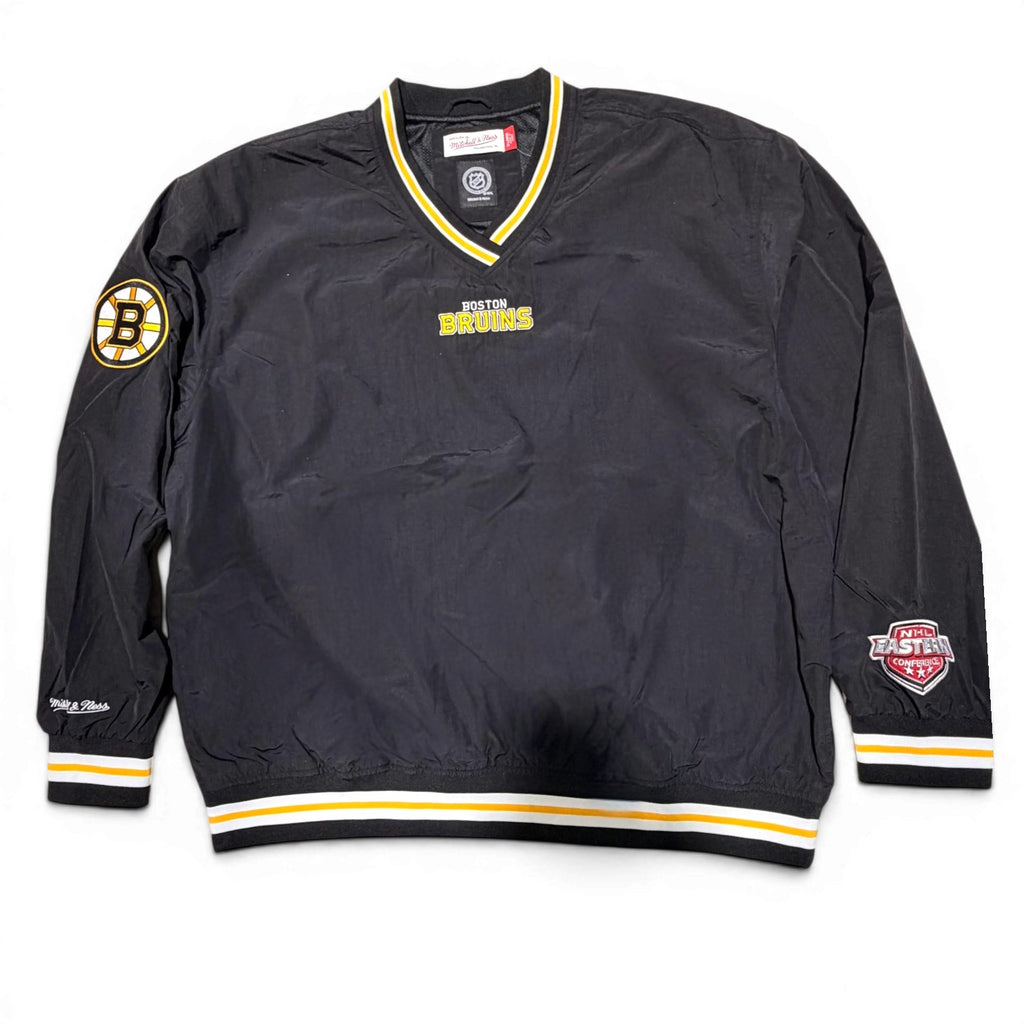 MENS MITCHELL & NESS NHL CLASSIC NYLON PULLOVER CURRENT LOGO BRUINS