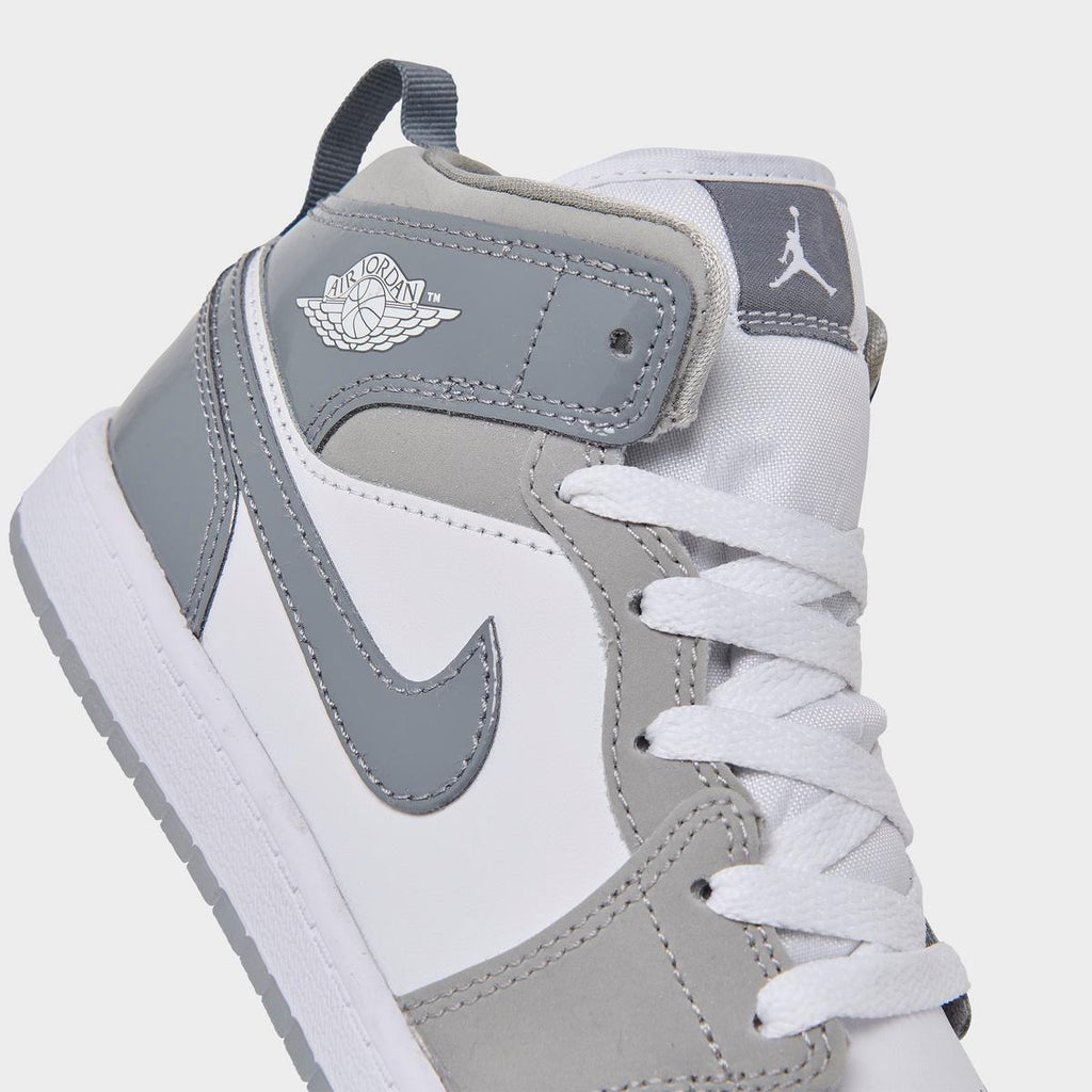[HF3194-100] PRESCHOOL AIR JORDAN RETRO 1 MID SE 'WHITE COOL GREY'