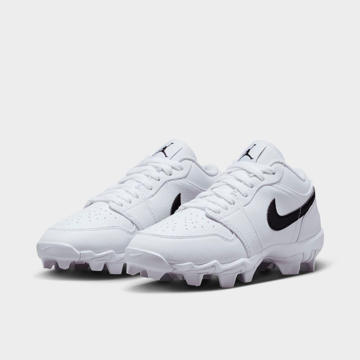 [HF6885-100] GRADE SCHOOL AIR JORDAN RETRO 1 LOW CLEAT 'WHITE BLACK'