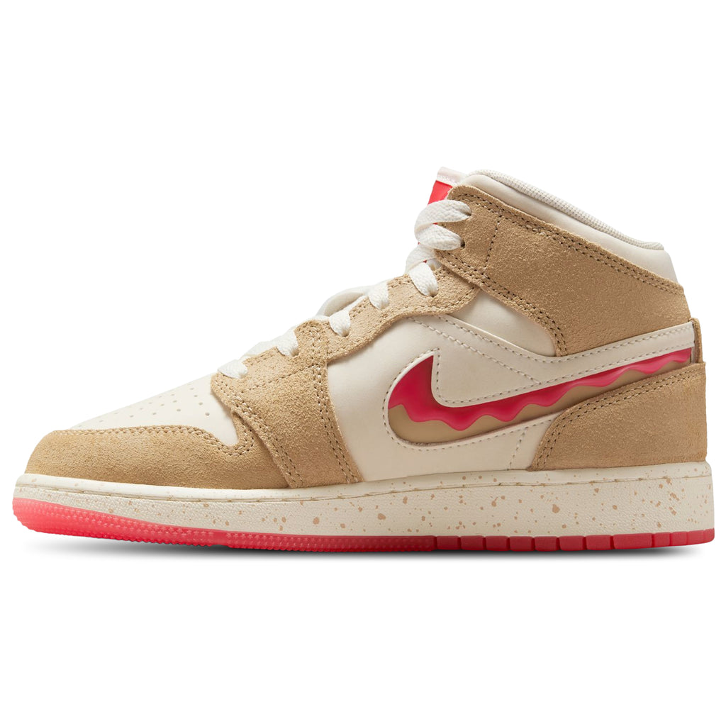 [HJ5958-206] GRADE SCHOOL AIR JORDAN RETRO 1 MID SE 'PEANUT BUTTER & JELLY'