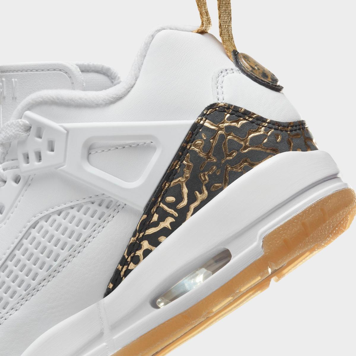 [HJ9022-100] GRADE SCHOOL AIR JORDAN SPIZIKE LOW 'WHITE METALLIC GOLD SAIL BLACK'