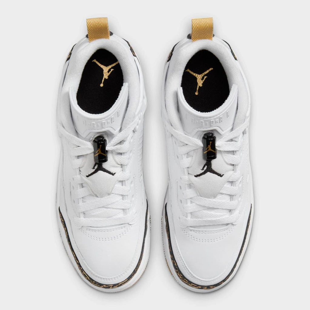 [HJ9022-100] GRADE SCHOOL AIR JORDAN SPIZIKE LOW 'WHITE METALLIC GOLD SAIL BLACK'