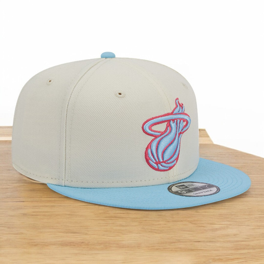 [60321642] Mens New Era NBA MIAMI HEAT 5950 2 TONE FITTED - BEIGE/SKY BLUE