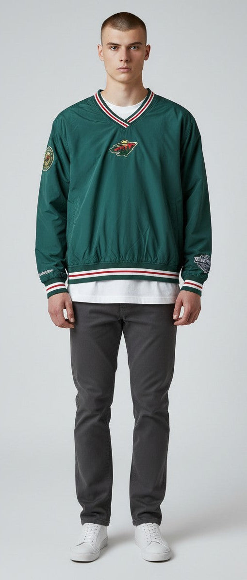 MENS MITCHELL & NESS NHL CLASSIC NYLON PULLOVER CURRENT LOGO WILD