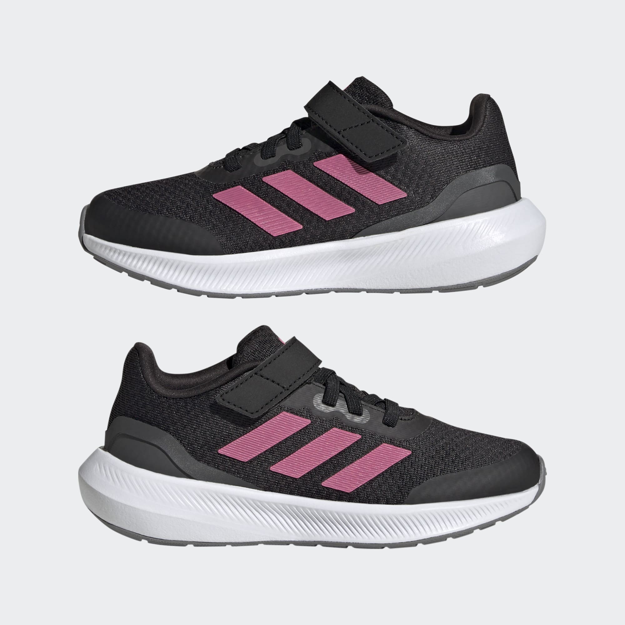 [HP5875] YOUTH ADIDAS RUNFALCON 3.0 ELASTIC LACE TOP STRAP 'CORE BLACK PULSE MAGENTA GREY SIX (GS)'