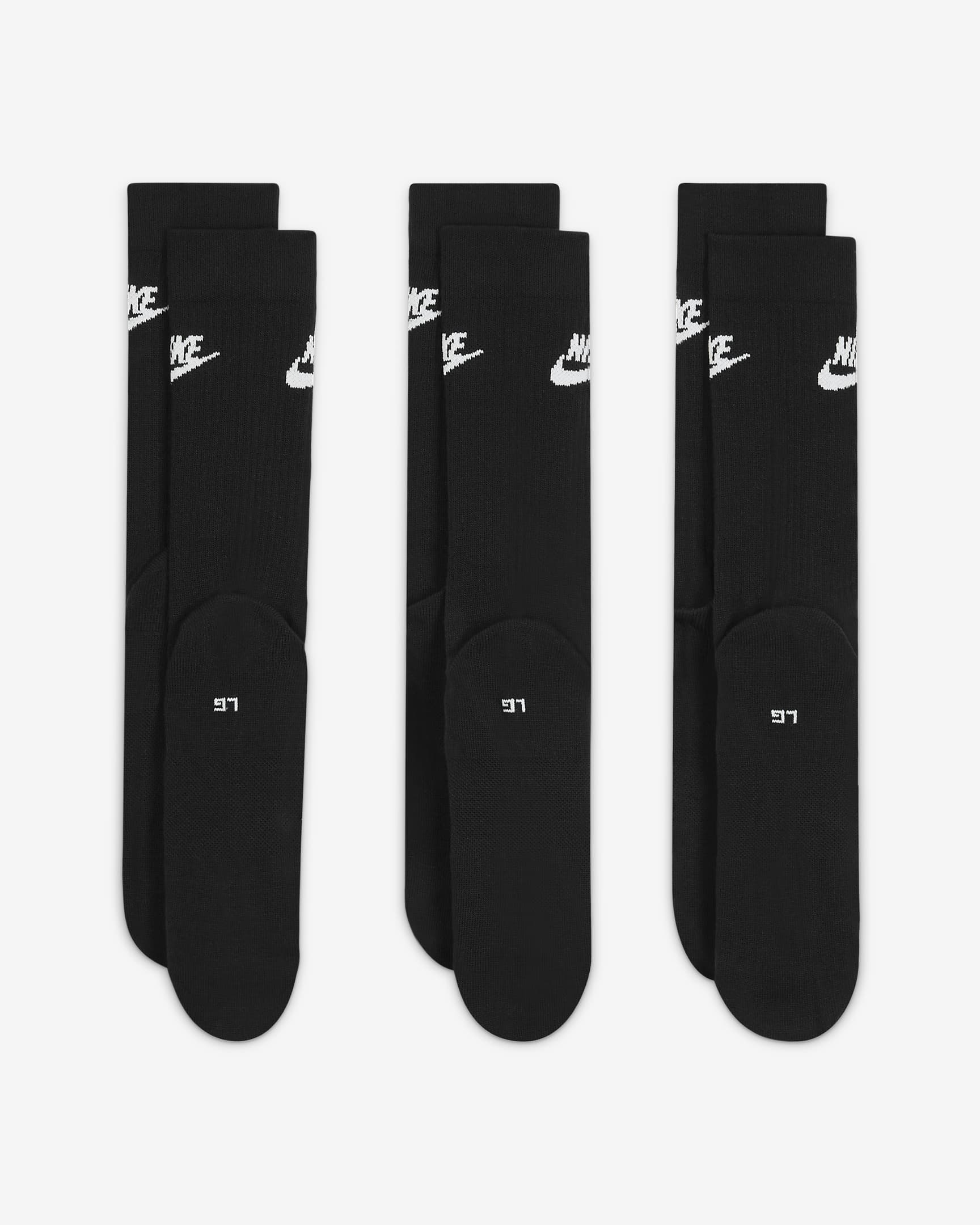 [DX5025-010] MENS NIKE SPORTSWEAR EVERYDAY ESSENTIAL CREW SOCKS 3 PAIRS