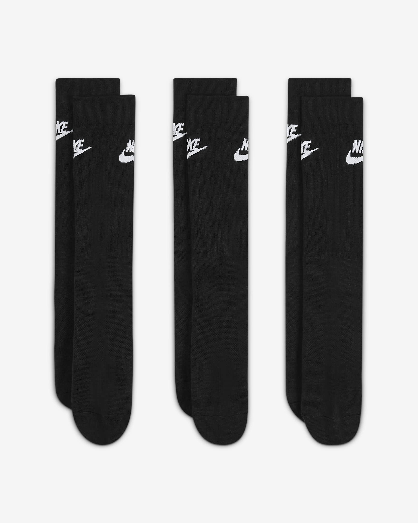 [DX5025-010] MENS NIKE SPORTSWEAR EVERYDAY ESSENTIAL CREW SOCKS 3 PAIRS