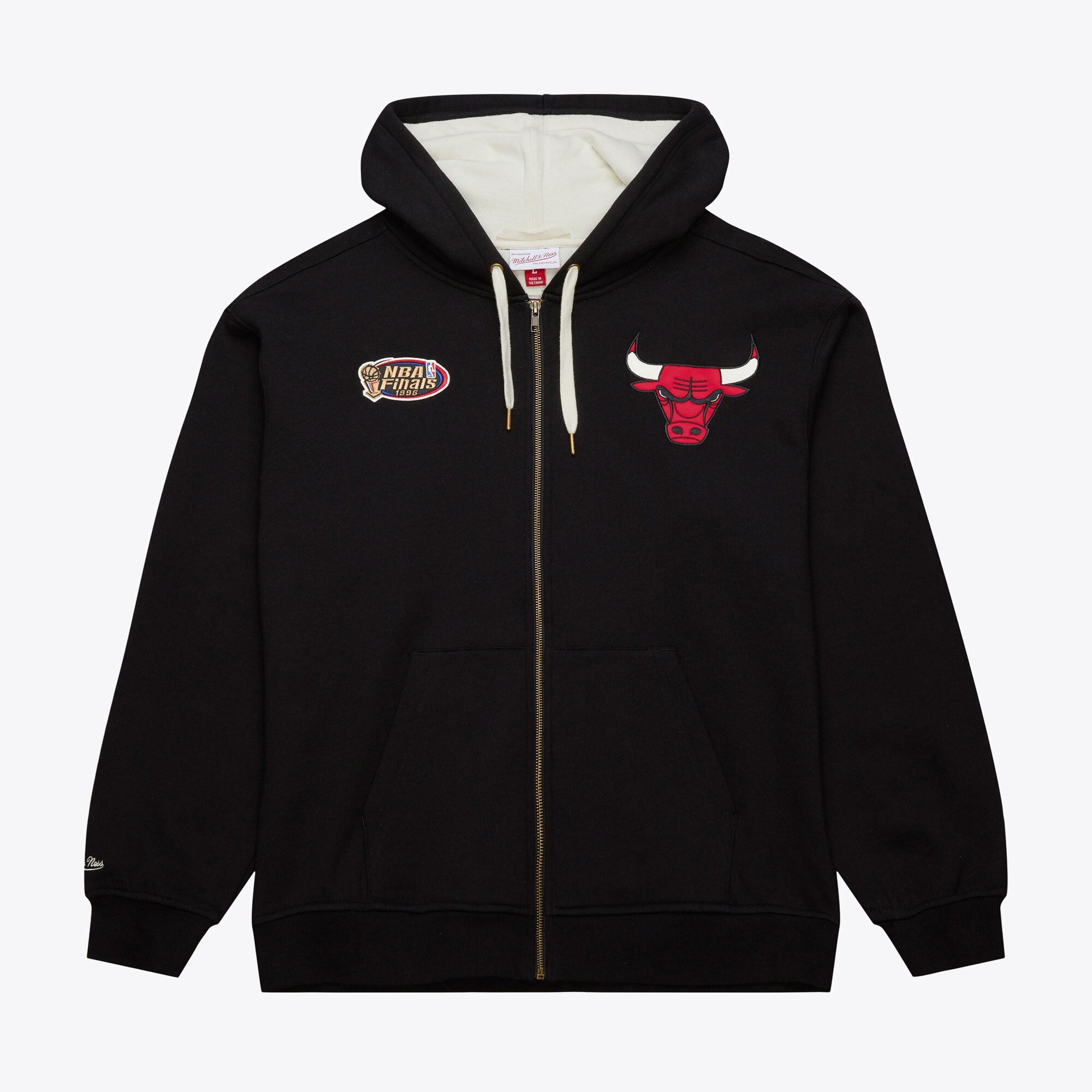 MENS MITCHELL & NESS PLAYOFF WIN 2.0 FULL ZIP FLEECE VINTAGE LOGO BULLS