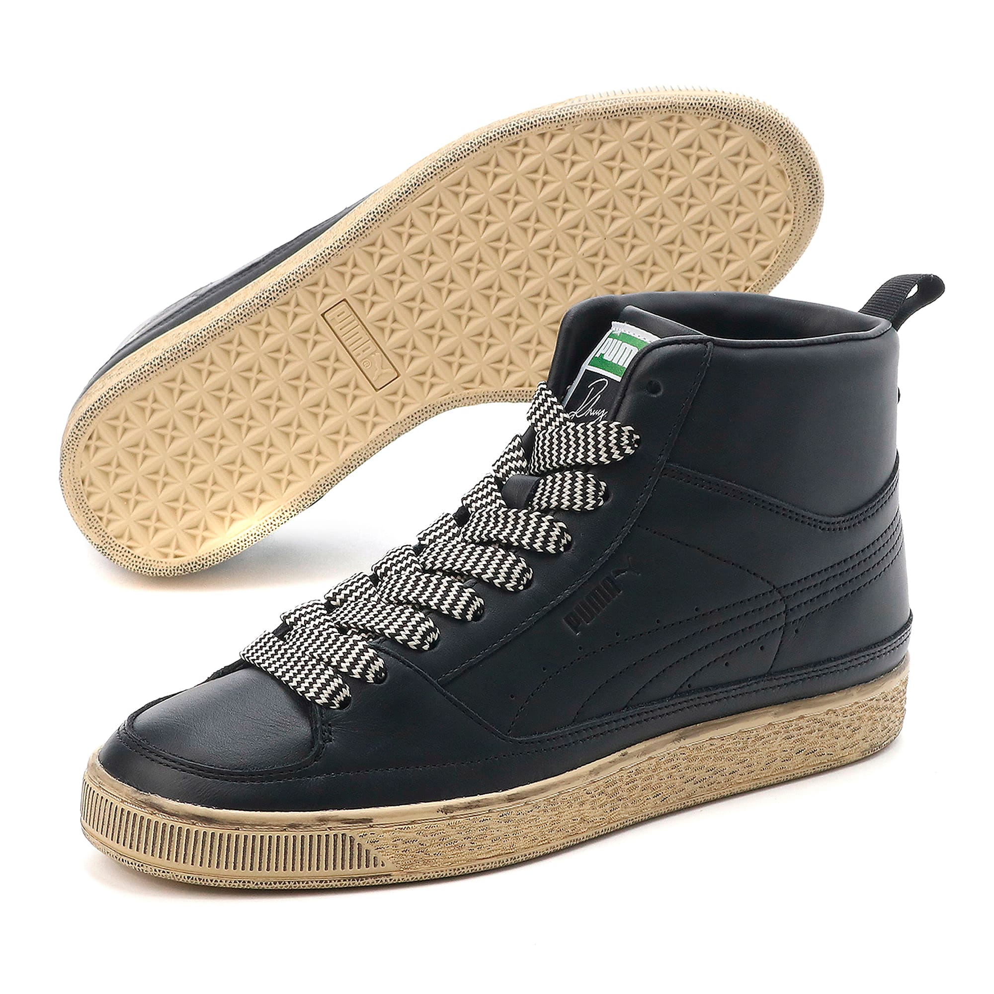 [382156-01] Mens PUMA SUEDE MID 'RHUIGI DISTRESSED BLACK'