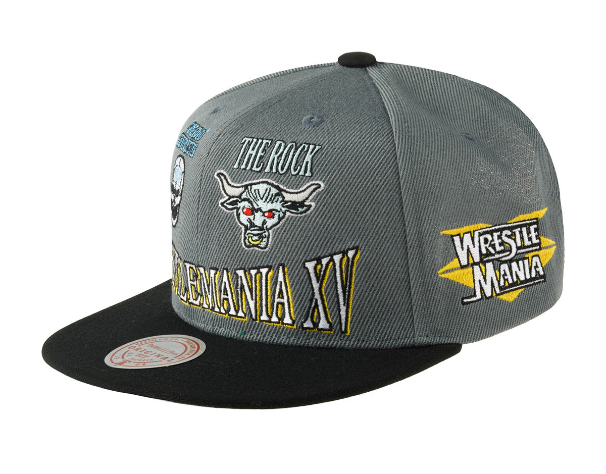 [HS8299-WRTGREY] MENS MITCHELL & NESS WWE 15 SNAPBACK WRESTLEMANIA