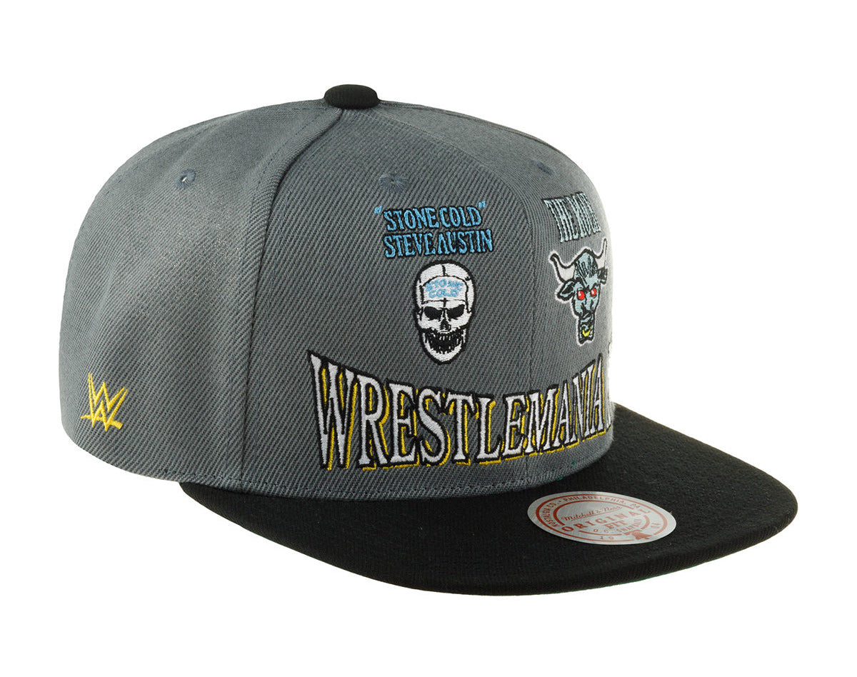 [HS8299-WRTGREY] MENS MITCHELL & NESS WWE 15 SNAPBACK WRESTLEMANIA