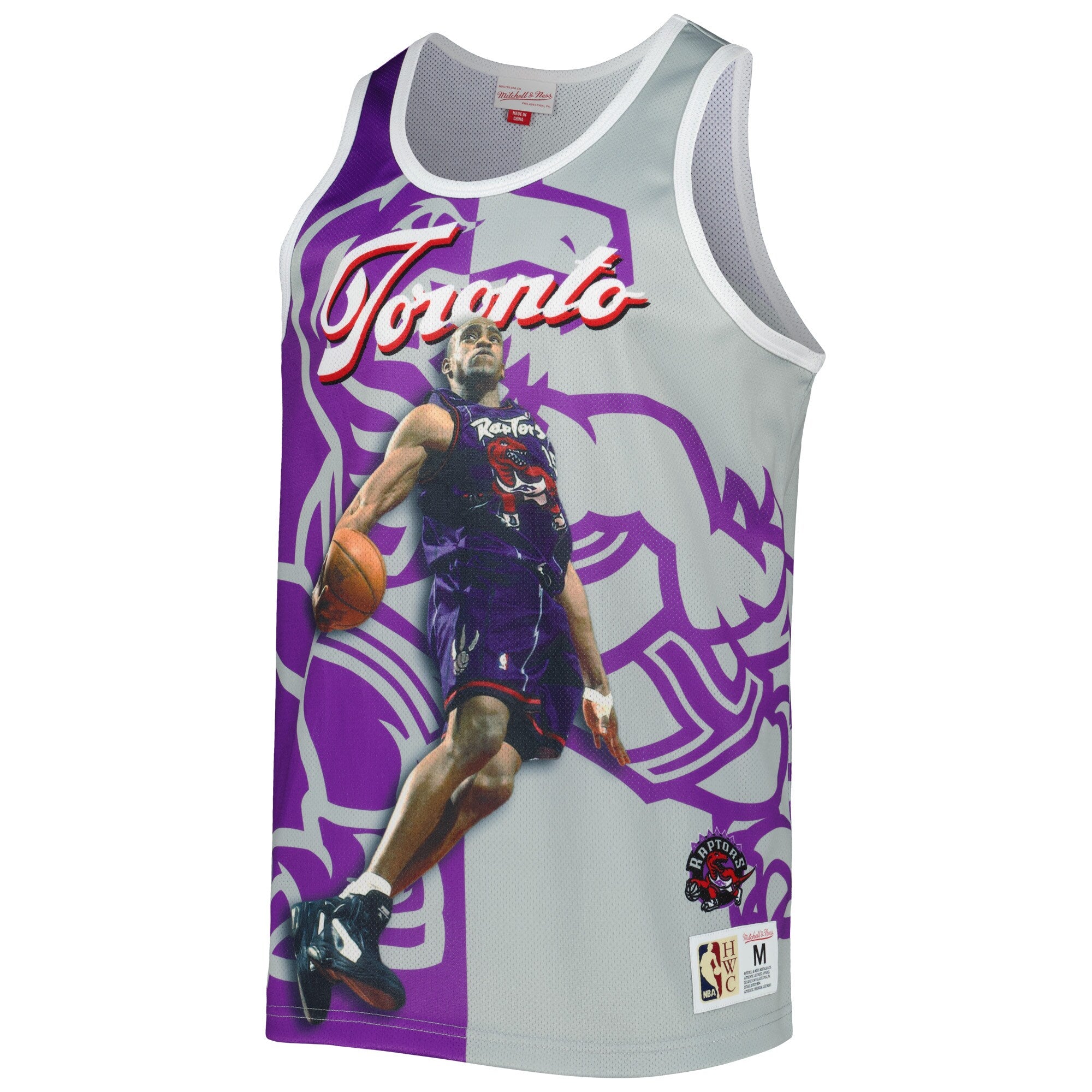 MENS MITCHELL & NESS SUBLIMATED PLAYER TANK RAPTORS VINCE CARTER