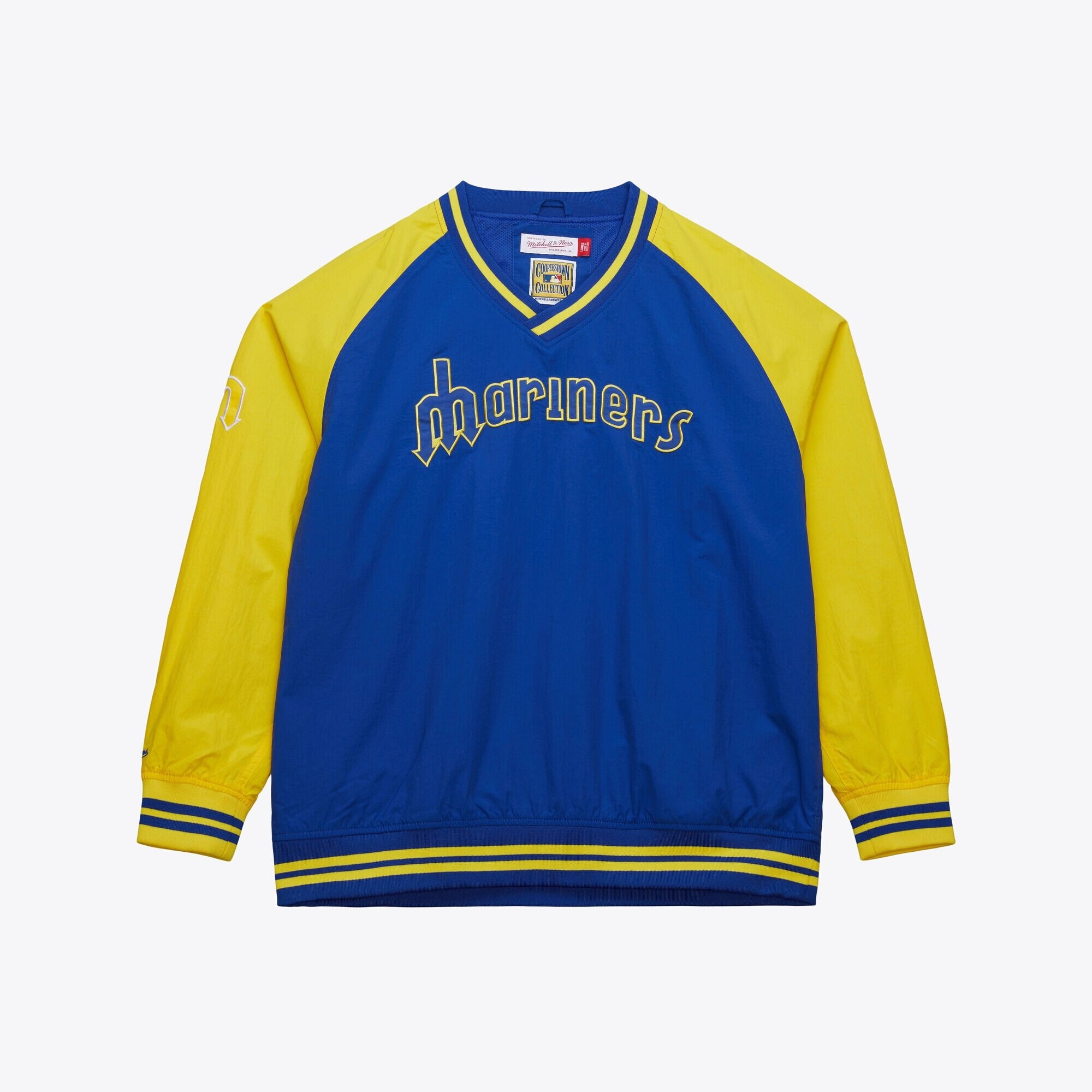 MENS MITCHELL & NESS MLB NYLON PULLOVER JACKET VINTAGE LOGO MARINERS